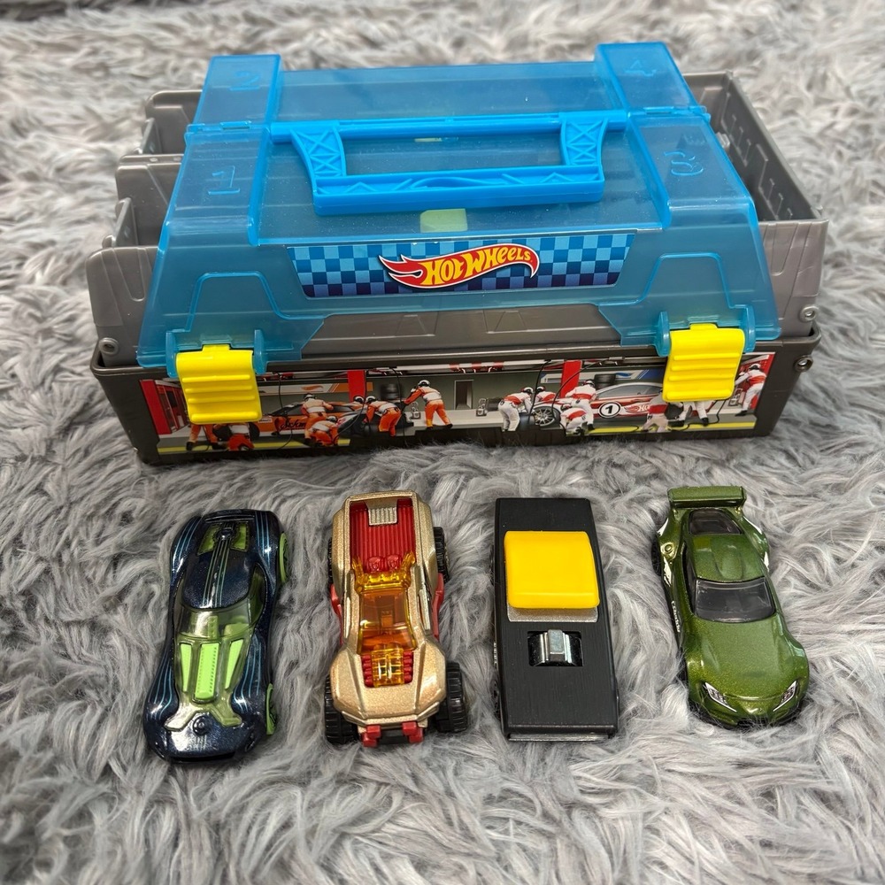 Hotwheels Race Case Playset Car Launcher + Cars Bundle Kids Toys Travel